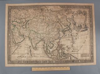 1732 Antique 18thc Guillaume Danet Engraved Hand Colored Map Of Asia