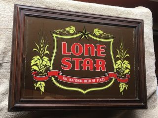 Vintage LONE STAR Lighted Bar Mirror,  Signs & Glassworks,  San Marcos,  CA,  15x21 