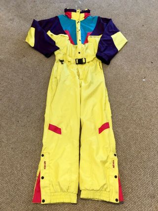 Vtg 80s 90s Neon Nevica Mens Size 38 Unisex One Piece Snowsuit Jumpsuit Ski Snow