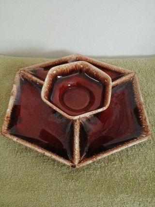 Vintage Hull Pottery Brown Drip Serving Platter Made In The U.  S.  A.  Rare Piece