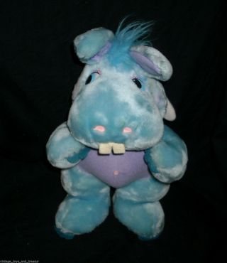 12 " Vintage 1984 Wuzzles Hasbro Softies Blue Hippo Stuffed Animal Plush Toy M