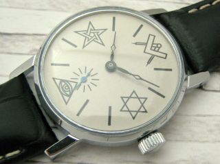 Vintage Masonic Russian David Star Ussr Mason Wrist Watch Mechanical Rare