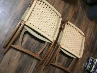 Hans Wegner Style Rope Folding Chairs in the style of model JH 512 4