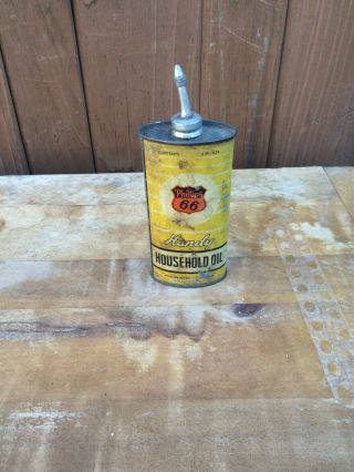 Vintage Phillips 66 Oil Can Handy Oiler Lead Top 4 Oz Rare Tin Mobil Shell Mopar