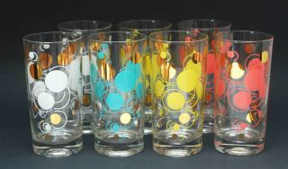 7 Nos Vintage Mid Century Modern Atomic Hi Ball Glasses Russell Wright Eclipse