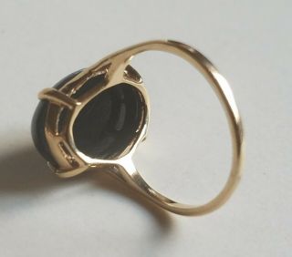 Vintage Oval Black Onyx Cabochon & 10k Gold Ring Size 10 with Vintage Ring Box 5