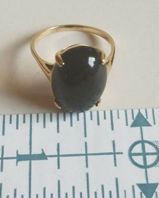 Vintage Oval Black Onyx Cabochon & 10k Gold Ring Size 10 with Vintage Ring Box 6