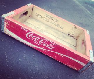 5 Vintage 1970’s Red Coke Coca Cola Wood Soda Pop Case Crate Graphics Inside