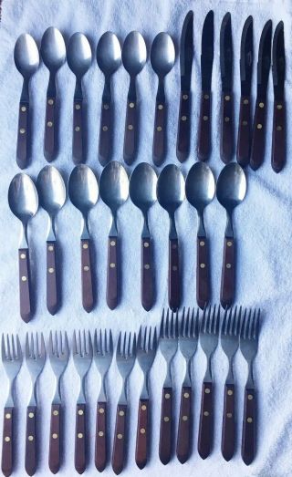 Vintage Washington Forge Town & Country Wood Handle Flatware 32 Piece 5,  Setting