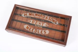 Vintage C1910 " H.  Milward & Sons Best Needles " Shop Display Cabinet