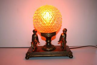 Vintage Art Deco Frankart Era Style Lamp Girls Ladies With Globe Estate Find