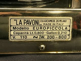 Vintage La Pavoni Europiccola Espresso Coffee Lever Machine 5