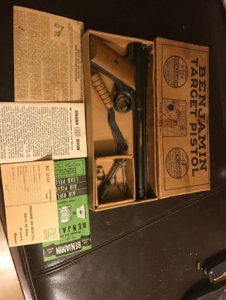 Antique Early Benjamin Model 137 Pump Air Pistol W/ Box & Paperwork.  177 Vintage