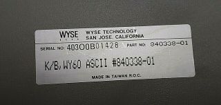 Vintage Wyse WY - 60 Green Screen CRT Terminal and Wyse Keyboard 840338 - 01 8