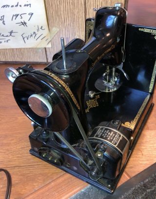 1950 VTG Singer Featherweight 221 Sewing Machine Case Pedal AJ583052 7