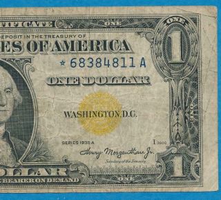 $1.  00 1935 - A Rare Star North Africa Yellow Seal Silver Certificate