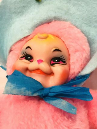 Vintage Rushton Rubber Face Stuffed Pink Bunny Rabbit 10” Tall 3