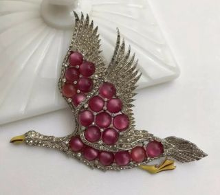 Huge Vintage Unsigned Coro Verrecchio Goose Bird Brooch Pin - 1941 Pat 125652