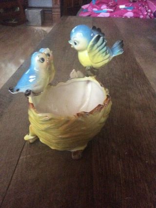 Vintage Anthropomorphic Norcrest Bluebird Planter Bowl Babies