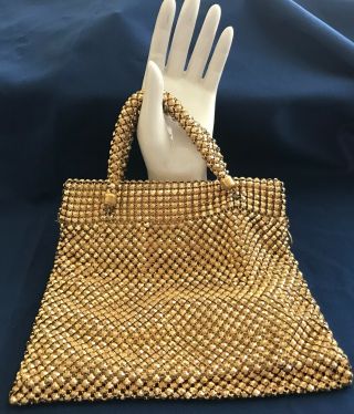 1936 Elsa Schiaparelli After Schiaparelli Whiting Davis Gold Mesh Handbag Purse