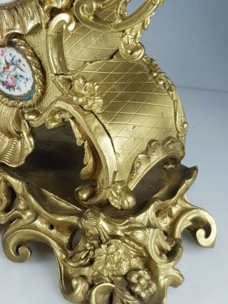 Large Antique french Gilt Wood Mantle clock for restoration Spares or Repairs 10