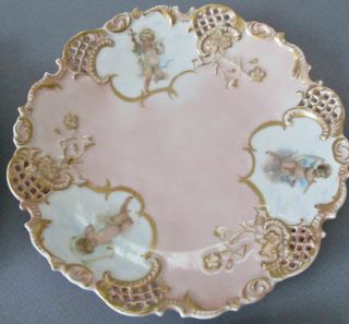 Set 6 Antique HP Porcelain Plates CHERUBS Lush GILT Decorations VIENNA Limoges 10