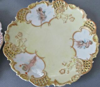 Set 6 Antique HP Porcelain Plates CHERUBS Lush GILT Decorations VIENNA Limoges 11