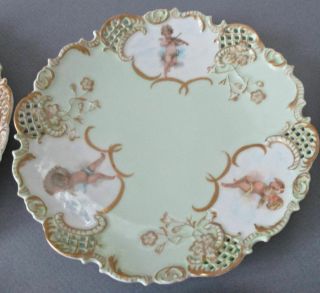 Set 6 Antique HP Porcelain Plates CHERUBS Lush GILT Decorations VIENNA Limoges 12