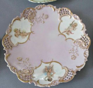 Set 6 Antique HP Porcelain Plates CHERUBS Lush GILT Decorations VIENNA Limoges 8