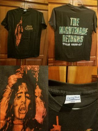 Vintage Alice Cooper 1986 Tour T - Shirt The Nightmare Returns Large Shock Rock
