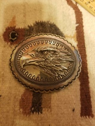 Rare Native American Navajo Sterling Silver Belt Buckle