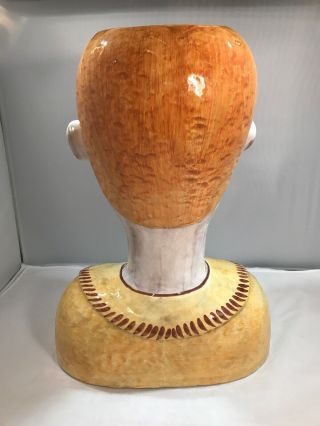 Rare HTF Mid - Century 16” Horchow Ceramic Italian Head Man Head Bust Vase Planter 3