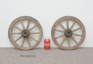 2x Vintage Old Wooden Cart Carriage Wagon Wheels Wheel - 36 Cm - Postage