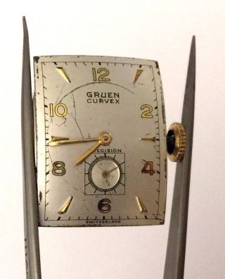 Vintage Gruen Curvex 370 Mens Wristwatch Movement / Repair Runs