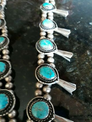 1970s 148g VTG Native American sterling silver turquoise squash blossom necklace 2