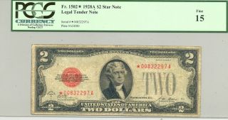 Rare Pcgs Fine 15 Fr.  1502 $2 Series 1928a United States Note Star Note