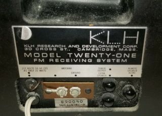 Vtg KLH Model Twenty One Henry Kloss FM Receiving System Radio w/Fried Egg Spkr 5