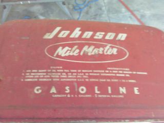 Vintage,  1957,  Johnson Milemaster,  6 Gallon,  pressure,  Outboard Motor Gas Tank, 8
