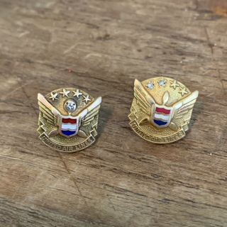 (2) Vintage United Airlines 10k Gf Gold Filled Service Pins One & Two Diamonds