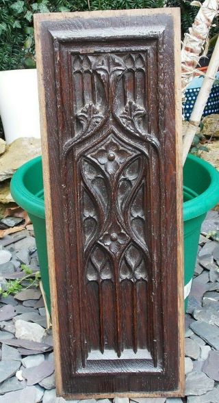 15th Century Medieval Gothic Tracery Oak Panel