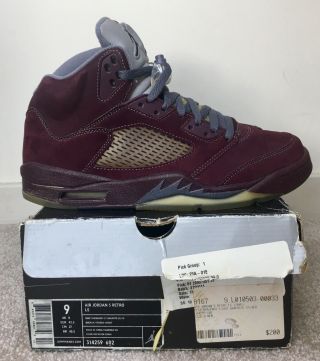 Nike Air Jordan Retro 5 V Burgundy Men’s Basketball Shoes Vintage Size 9 Og 2006