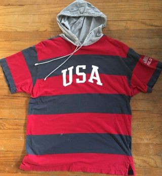Vintage Polo Sport Ralph Lauren Shirt Hoodie Tee Rugby Usa Striped Men’s L Rare