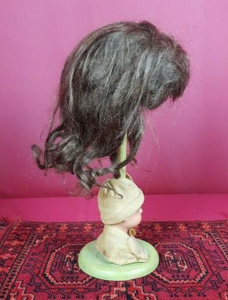 Antique Dark Brown Mohair Doll Wig With Pate Attached Great For German/French 2