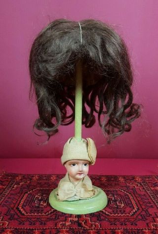 Antique Dark Brown Mohair Doll Wig With Pate Attached Great For German/French 3