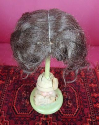 Antique Dark Brown Mohair Doll Wig With Pate Attached Great For German/French 5