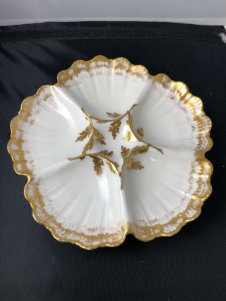 Set Of Four Antique Limoges Oyster Plates (Rare) Gilman Collamore 2