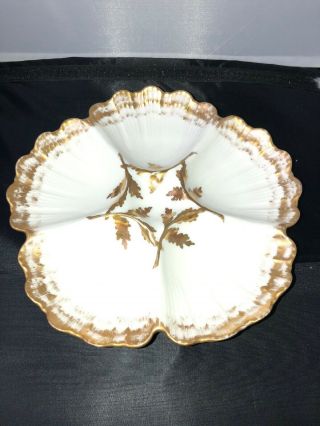 Set Of Four Antique Limoges Oyster Plates (Rare) Gilman Collamore 4
