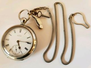 Antique 1877 Waltham Victorian Key Wind 15j Mens Silver Pocket Watch 18s