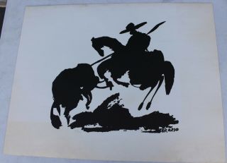 Vintage Pablo Picasso Toros Y Toreros Silk Screen Art Print 28x22” Bull Matador
