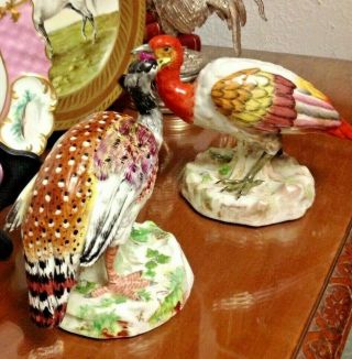 Antique French Paris Porcelain Hand - Painted Bird Figurines